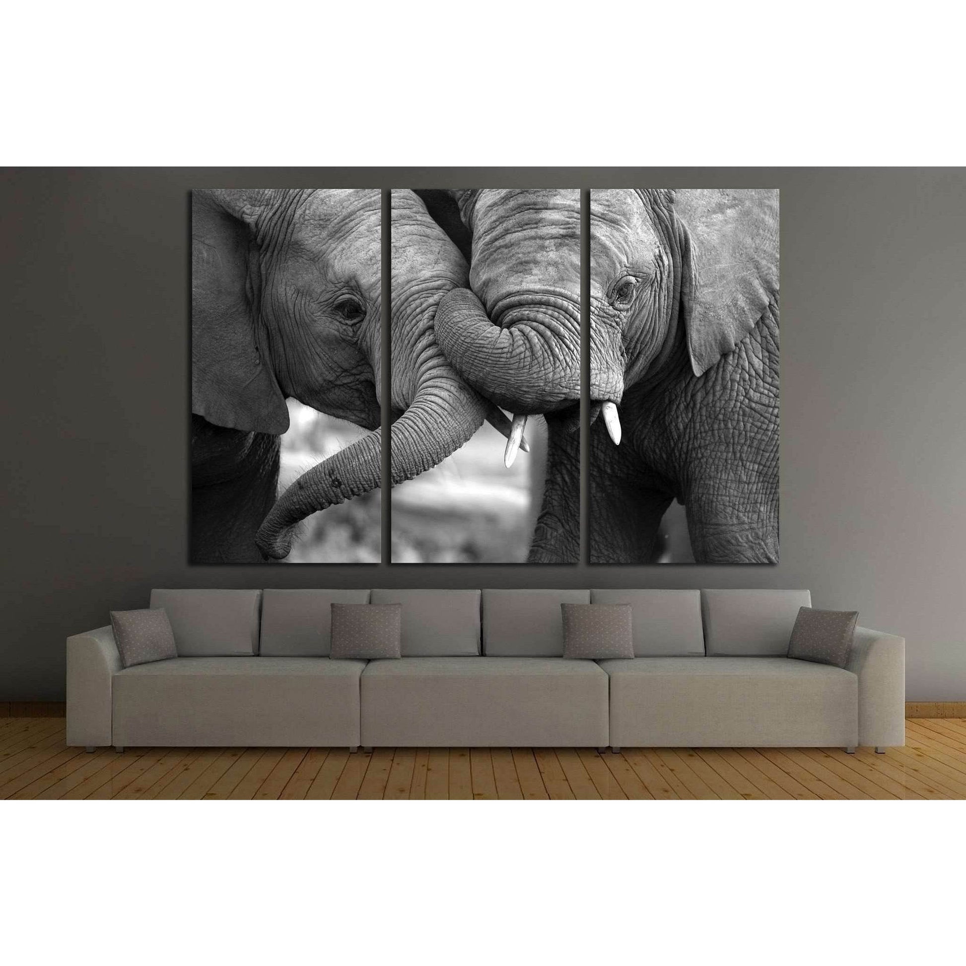 Two Elephants №194 Ready to Hang Canvas PrintCanvas art arrives ready to hang, with hanging accessories included and no additional framing required. Every canvas print is hand-crafted, made on-demand at our workshop and expertly stretched around 100% Nort