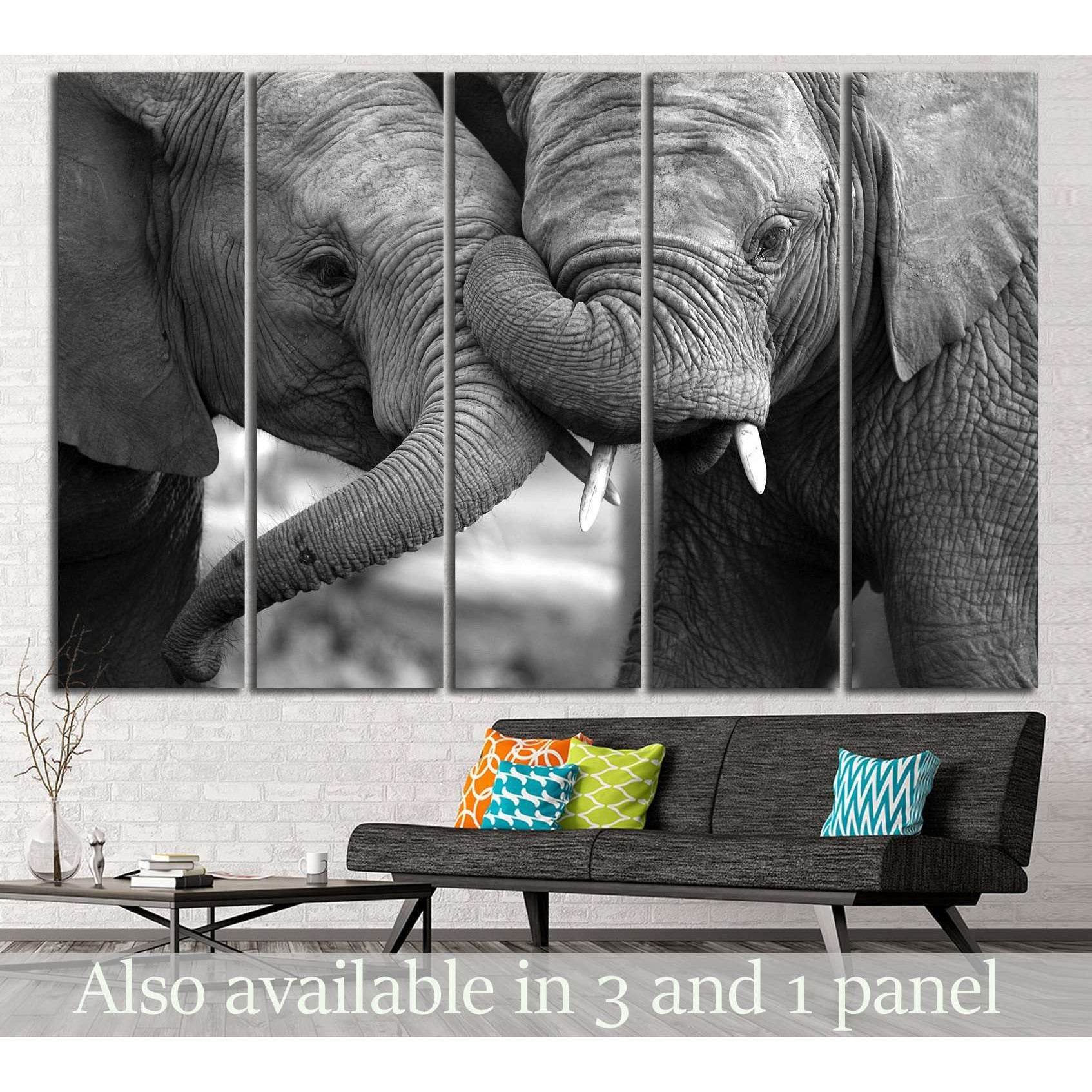 Two Elephants №194 Ready to Hang Canvas Print