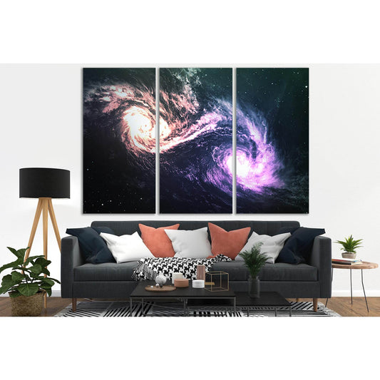 Two Galaxies In Deep Space №SL400 Ready to Hang Canvas Print - Zellart Canvas Prints 0new, ALL_Products, Astronomy & Space Canvas Wall Art