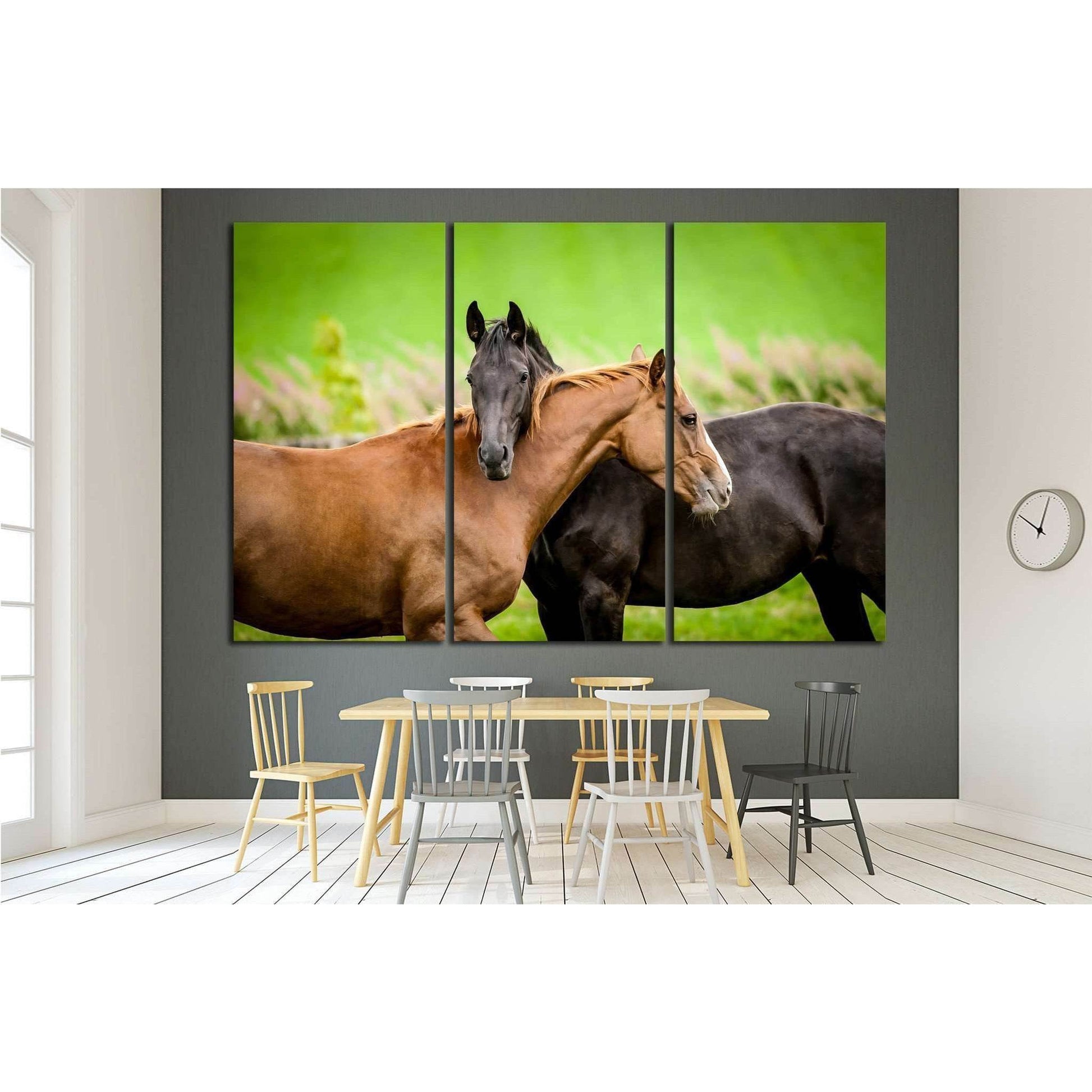Two horses embracing in friendship №1853 Ready to Hang Canvas Print - Zellart Canvas Prints ALL_Products, Horses, s-1853