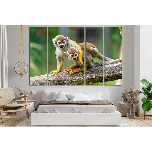 Two Monkeys On A Branch №SL1008 Ready to Hang Canvas Print - Zellart Canvas Prints 0new, ALL_Products, Animals & Wildlife