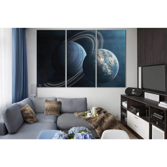 Two Planets Near Each Other №SL988 Ready to Hang Canvas Print - Zellart Canvas Prints 0new, ALL_Products, Astronomy & Space Canvas Wall Art