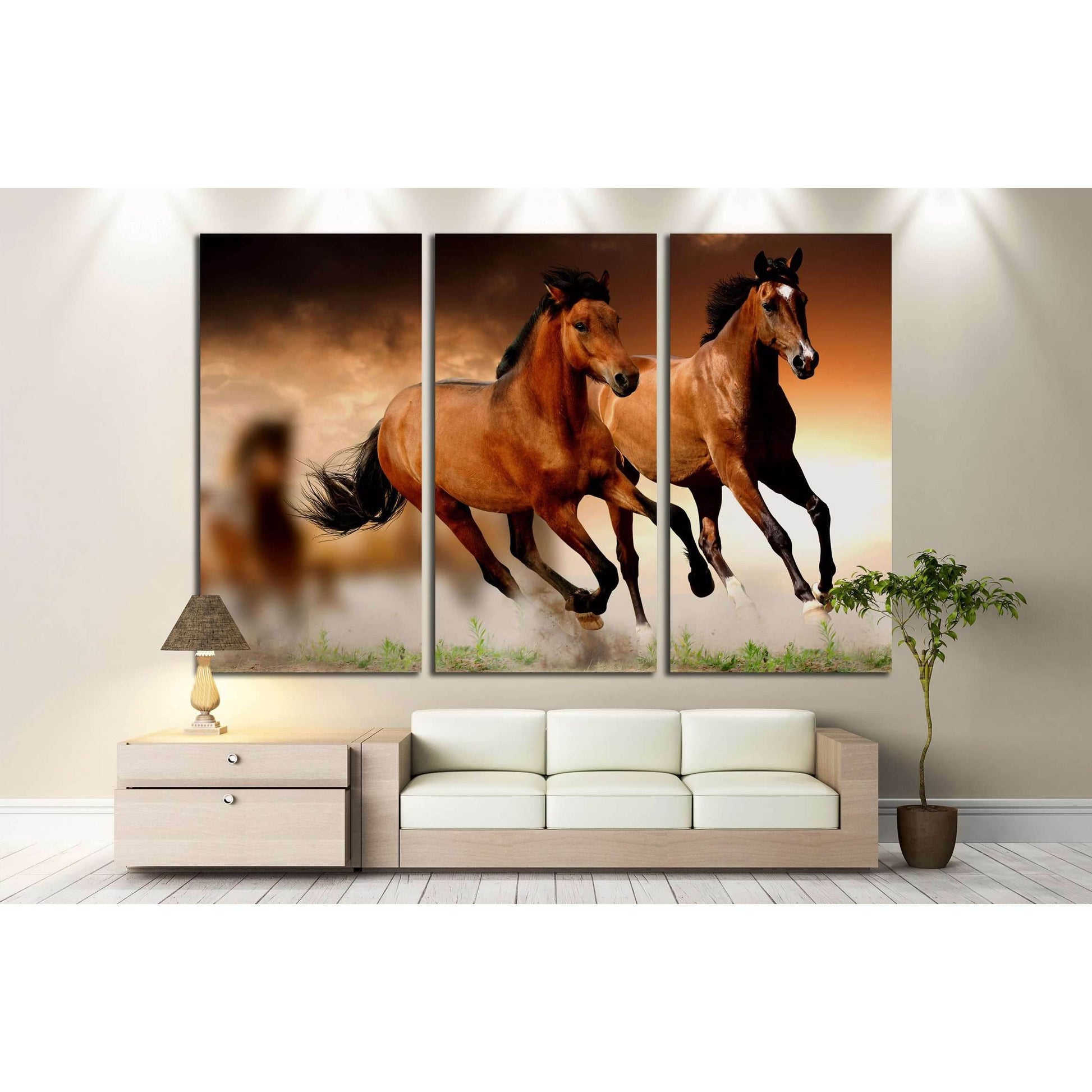 Two running horses canvas set №5000 - Zellart Canvas Prints ALL_Products, Horses, s-5000