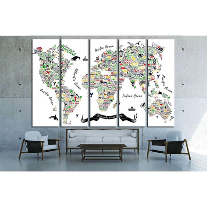 Typography World Map. Travel Poster with cities and sightseeing attractions №1930 Ready to Hang Canvas PrintCanvas art arrives ready to hang, with hanging accessories included and no additional framing required. Every canvas print is hand-crafted, made on