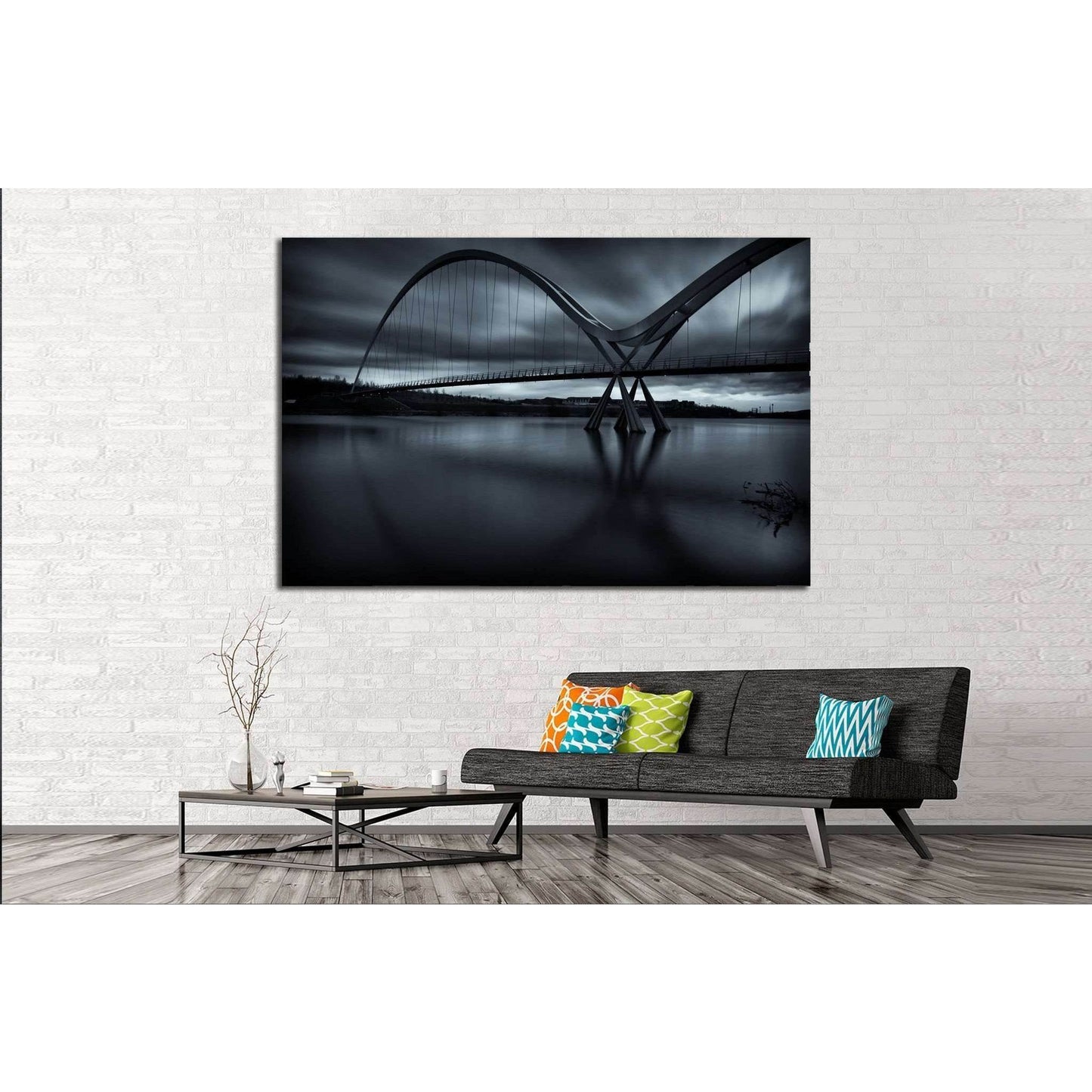 UK, Teesside, Stockton-on-Tees, The Infinity Bridge №1755 Ready to Hang Canvas Print - Zellart Canvas Prints ALL_Products, s-1755