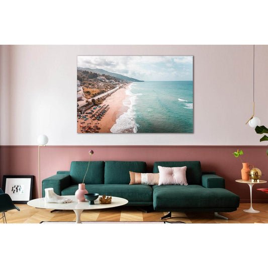 Umbrellas On Beach №SL94 Ready to Hang Canvas Print - Zellart Canvas Prints 0new, ALL_Products, Beach Ocean & Waves