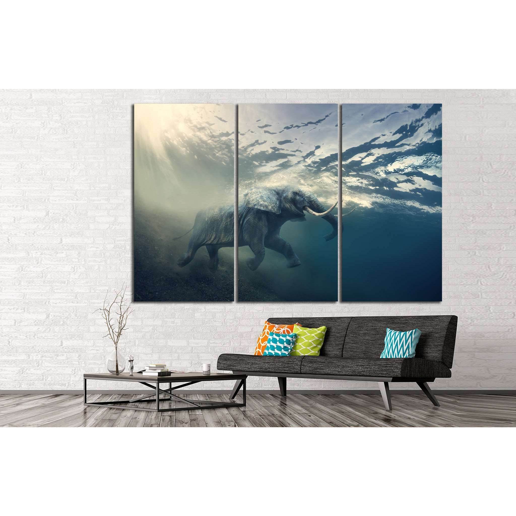 Underwater Elephant №196 Ready to Hang Canvas Print