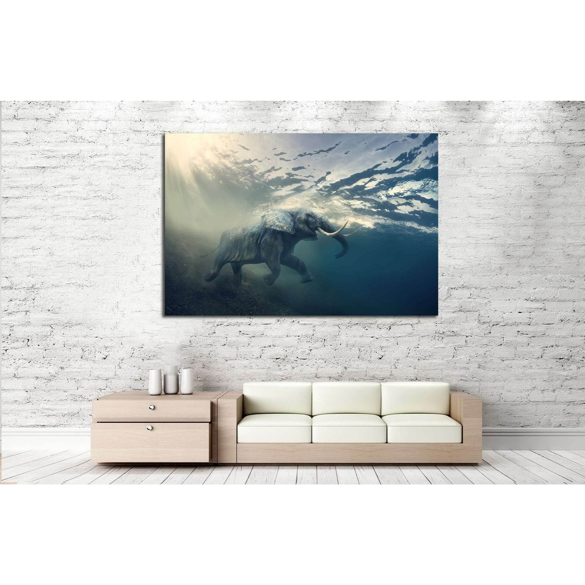 Underwater Elephant №196 Ready to Hang Canvas Print