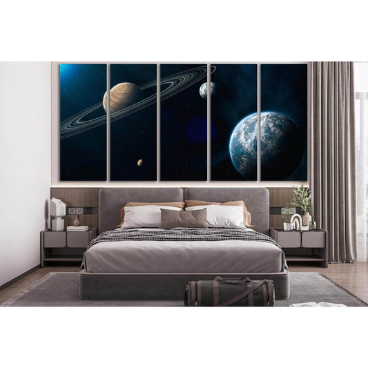 Unknown Planets In Distant Space №SL986 Ready to Hang Canvas Print - Zellart Canvas Prints 0new, ALL_Products, Astronomy & Space Canvas Wall Art
