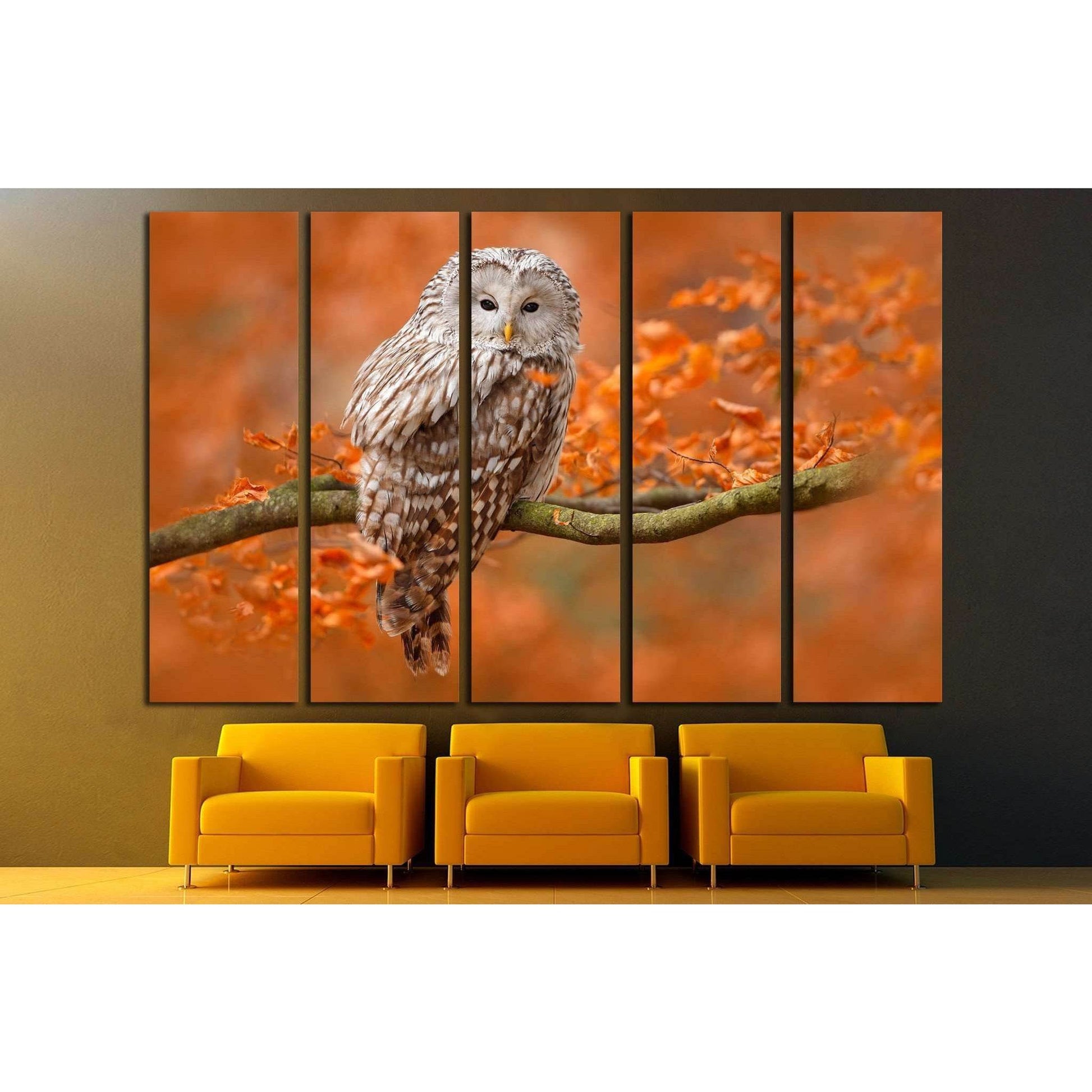 Ural Owl, Strix uralensis, sitting on tree branch, Sweden №1857 Ready to Hang Canvas PrintCanvas art arrives ready to hang, with hanging accessories included and no additional framing required. Every canvas print is hand-crafted, made on-demand at our wor