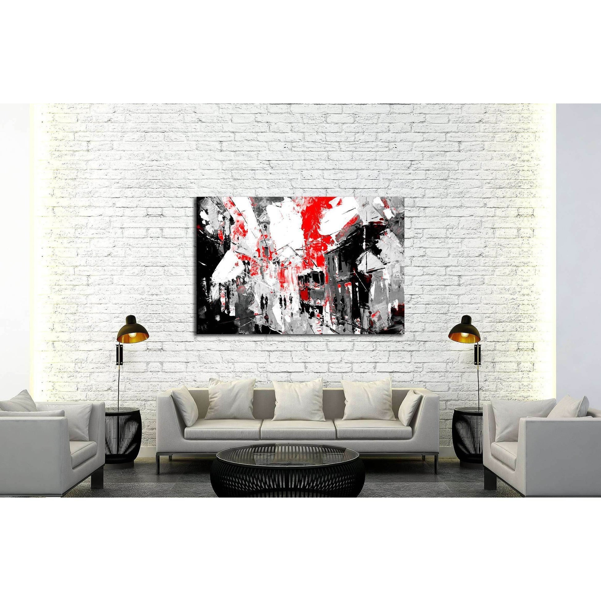 urban, city life, sin city inspiration - black and red color №3233 Ready to Hang Canvas Print - Zellart Canvas Prints ALL_Products, s-3233