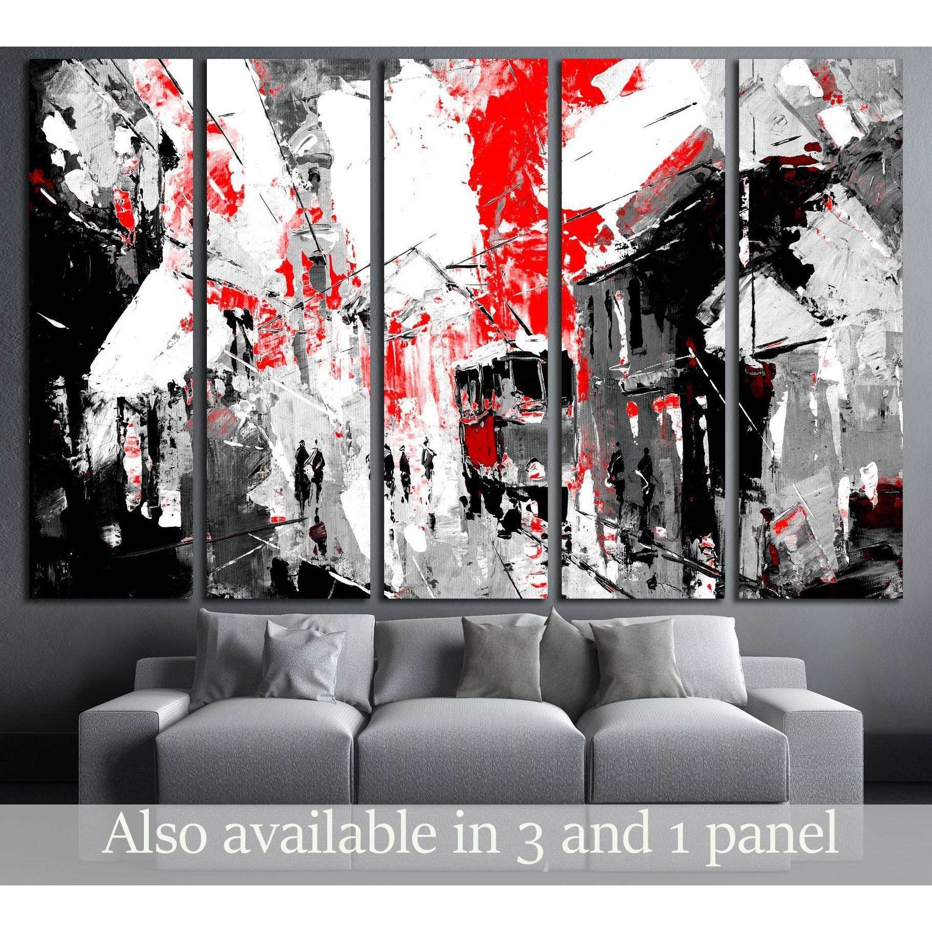 urban, city life, sin city inspiration - black and red color №3233 Ready to Hang Canvas Print - Zellart Canvas Prints ALL_Products, s-3233