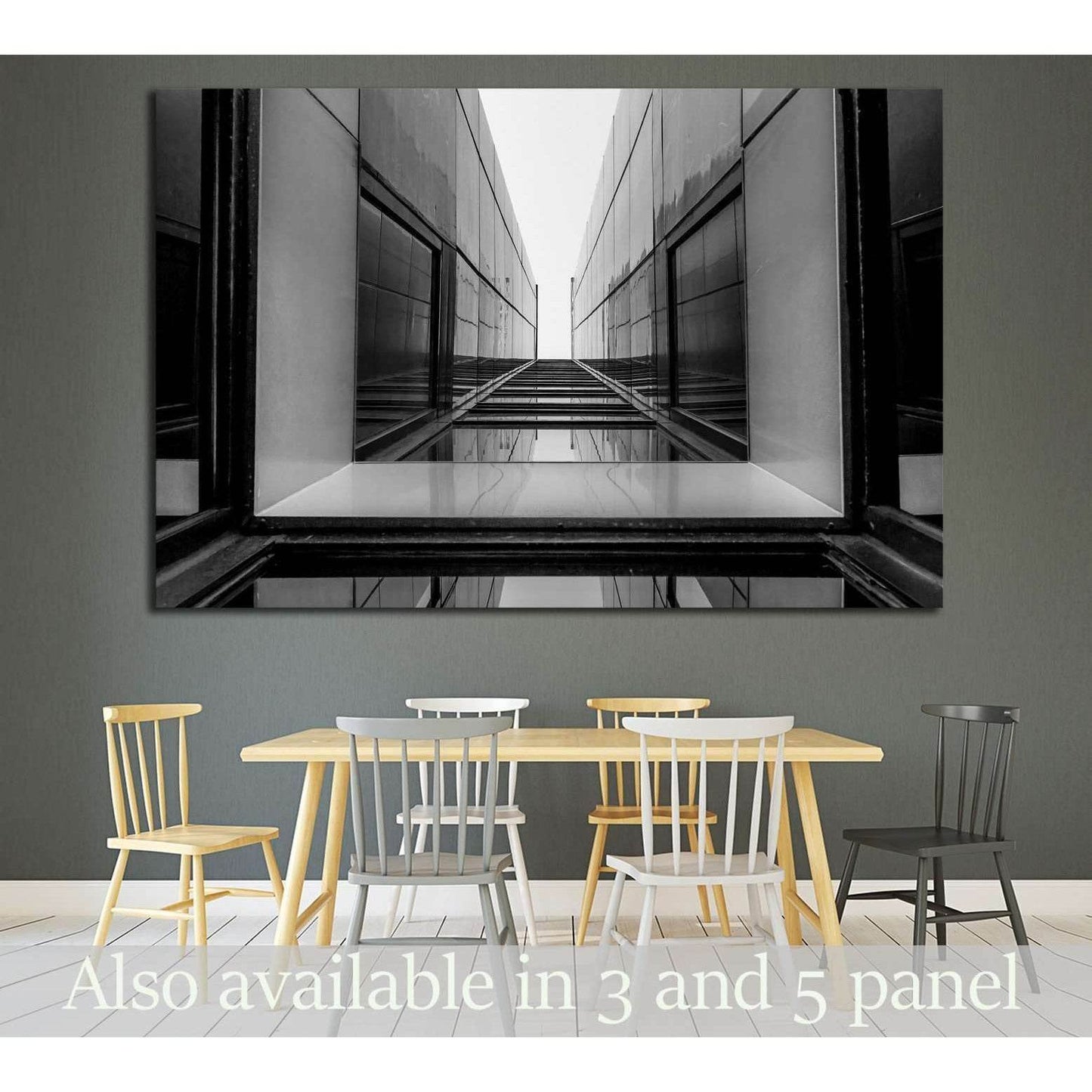 Urban Geometry, glass building, Black and white №1597 Ready to Hang Canvas Print - Zellart Canvas Prints ALL_Products, s-1597