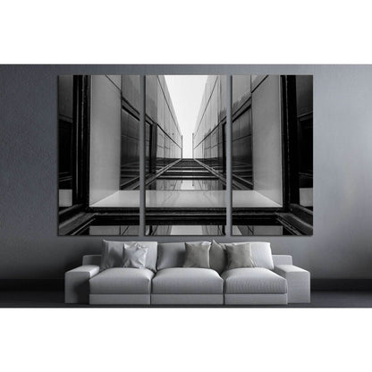 Urban Geometry, glass building, Black and white №1597 Ready to Hang Canvas Print - Zellart Canvas Prints ALL_Products, s-1597