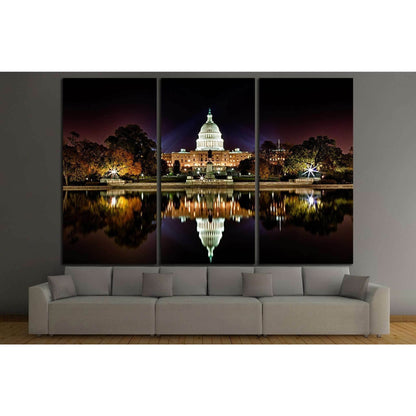 US Capitol Building and reflecting poll at night №1427 Ready to Hang Canvas Print - Zellart Canvas Prints ALL_Products, s-1427