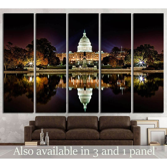US Capitol Building and reflecting poll at night №1427 Ready to Hang Canvas Print - Zellart Canvas Prints ALL_Products, s-1427