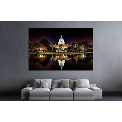 US Capitol Building and reflecting poll at night №1427 Ready to Hang Canvas Print - Zellart Canvas Prints ALL_Products, s-1427