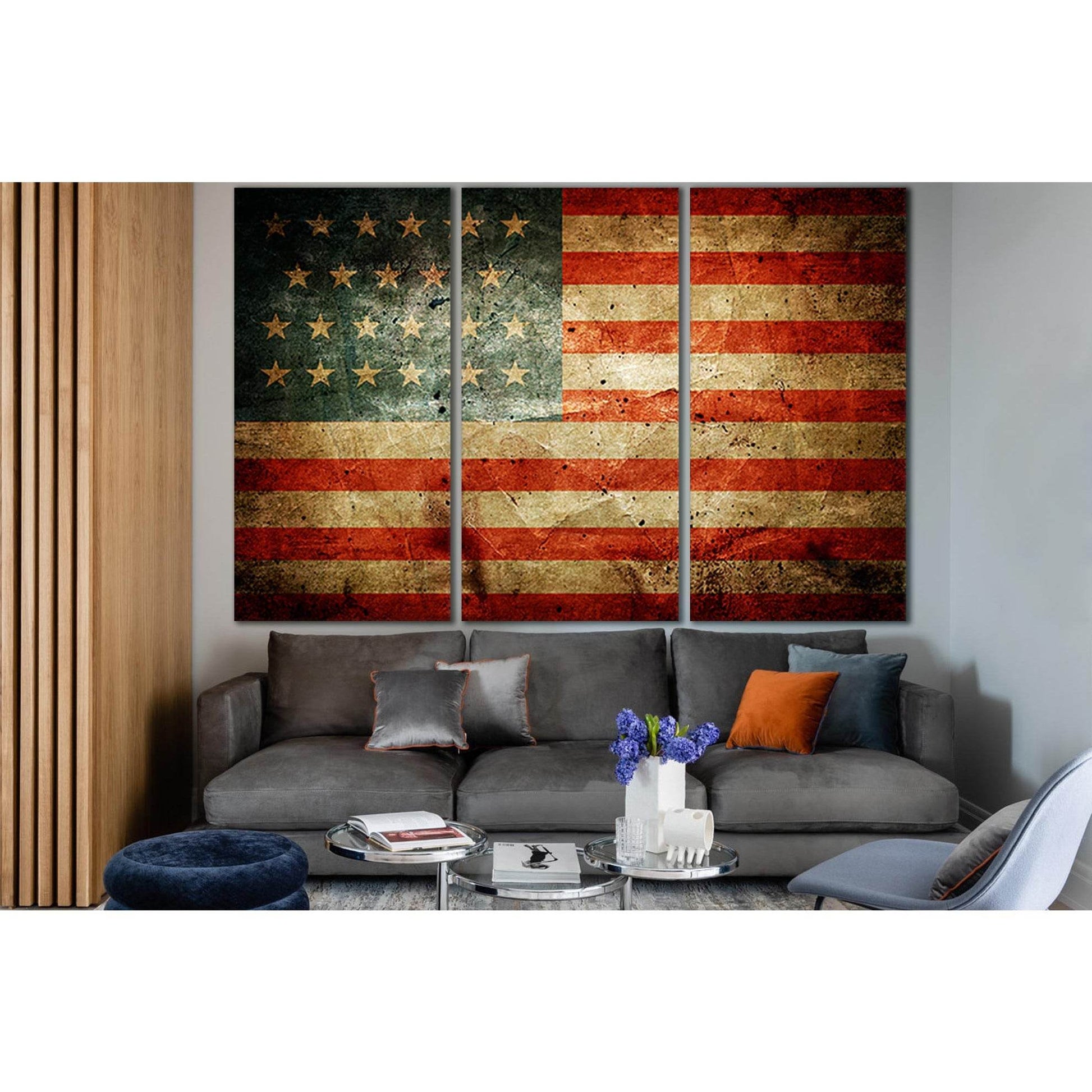 USA Flag Old Style №SL1165 Ready to Hang Canvas Print - Zellart Canvas Prints 0new, ALL_Products, Flags