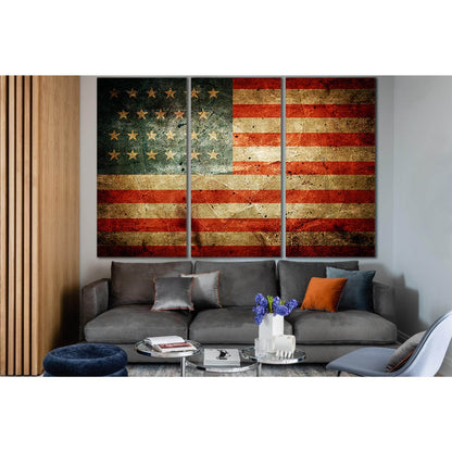 USA Flag Old Style №SL1165 Ready to Hang Canvas Print - Zellart Canvas Prints 0new, ALL_Products, Flags