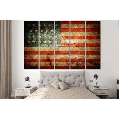USA Flag Old Style №SL1165 Ready to Hang Canvas Print - Zellart Canvas Prints 0new, ALL_Products, Flags
