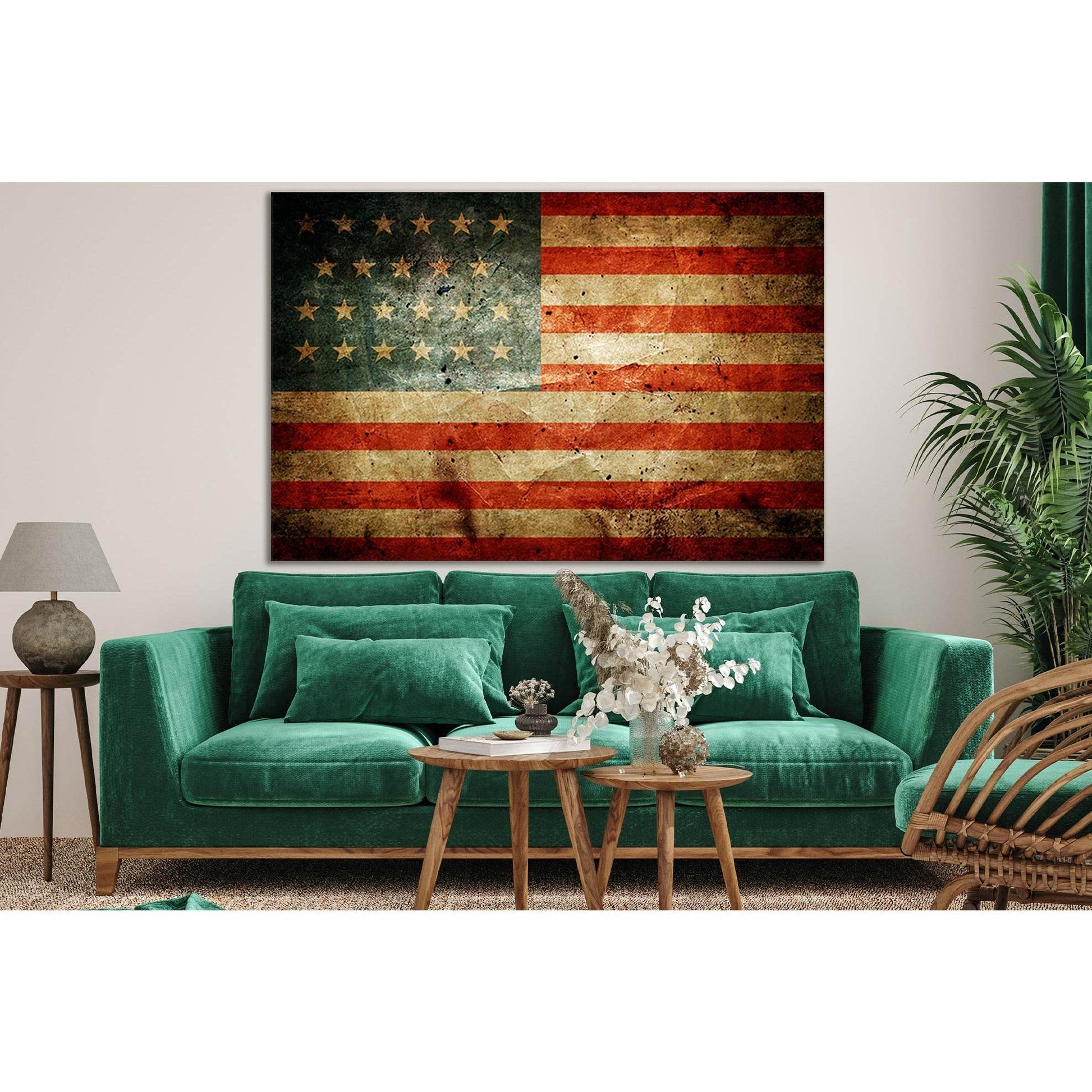 USA Flag Old Style №SL1165 Ready to Hang Canvas Print - Zellart Canvas Prints 0new, ALL_Products, Flags
