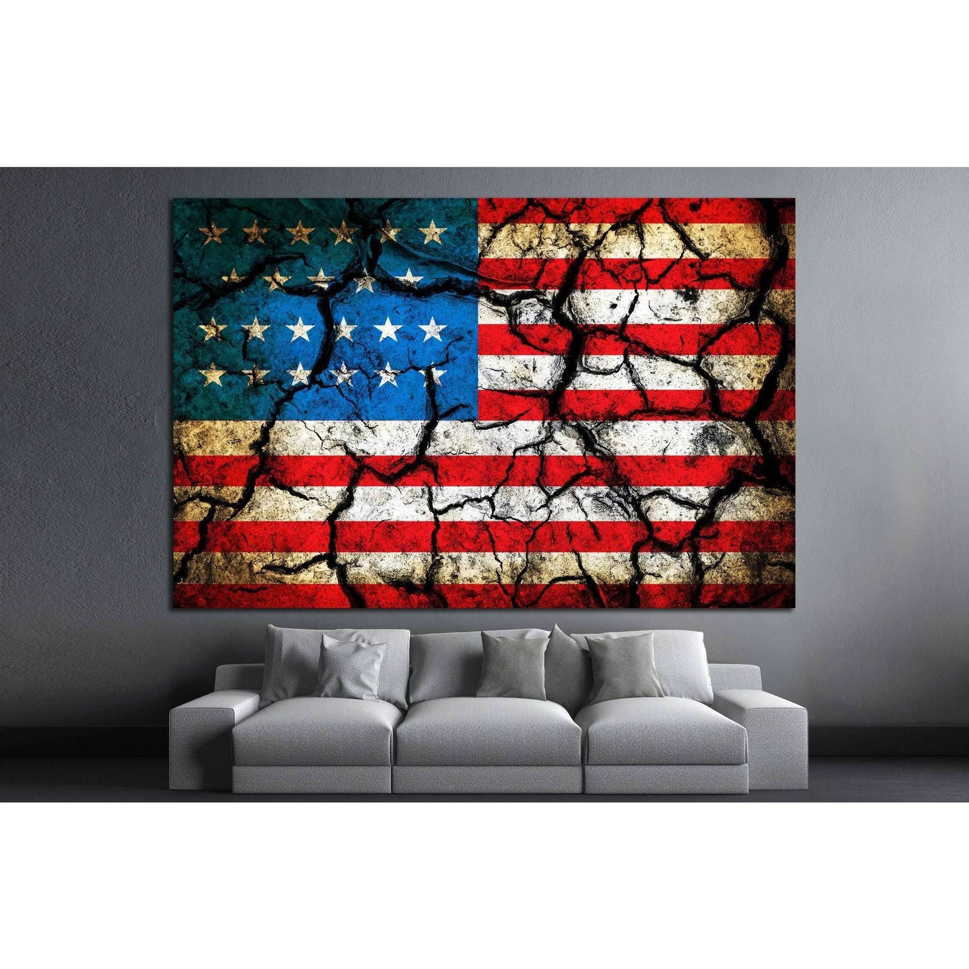 USA flag on cracked earth №1285 Ready to Hang Canvas Print - Zellart Canvas Prints ALL_Products, s-1285