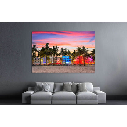 USA on Ocean Drive at sunset №1101 Ready to Hang Canvas PrintCanvas art arrives ready to hang, with hanging accessories included and no additional framing required. Every canvas print is hand-crafted, made on-demand at our workshop and expertly stretched