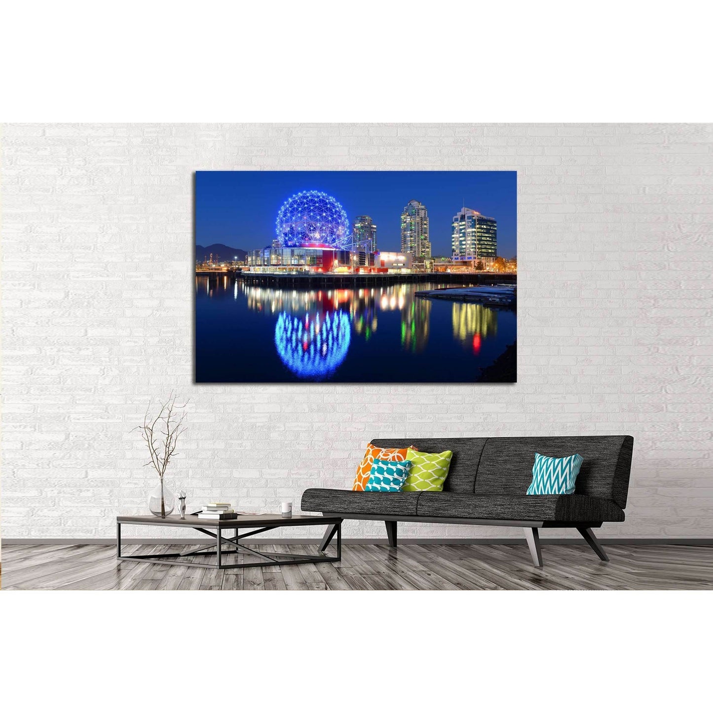 Vancouver at night, Vancouver, British Columbia, Canada №2173 Ready to Hang Canvas Print - Zellart Canvas Prints ALL_Products, s-2173