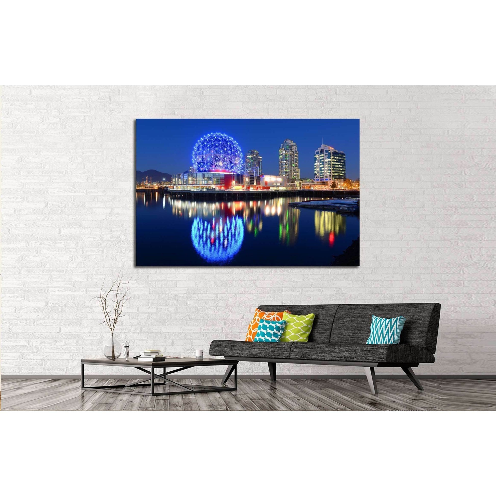 Vancouver at night, Vancouver, British Columbia, Canada №2173 Ready to Hang Canvas Print - Zellart Canvas Prints ALL_Products, s-2173