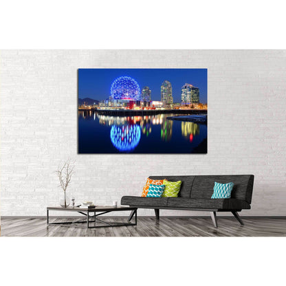 Vancouver at night, Vancouver, British Columbia, Canada №2173 Ready to Hang Canvas Print - Zellart Canvas Prints ALL_Products, s-2173