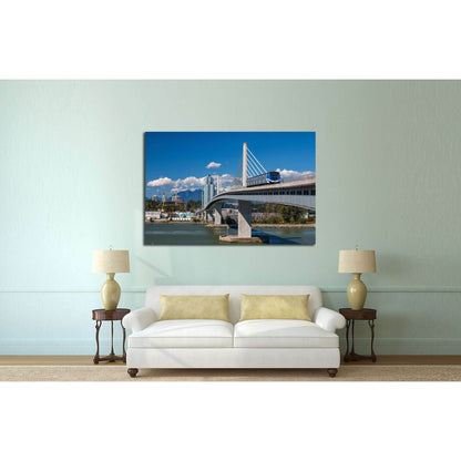 VANCOUVER, Canada Line train passes bridge №2316 Ready to Hang Canvas Print - Zellart Canvas Prints ALL_Products, s-2316