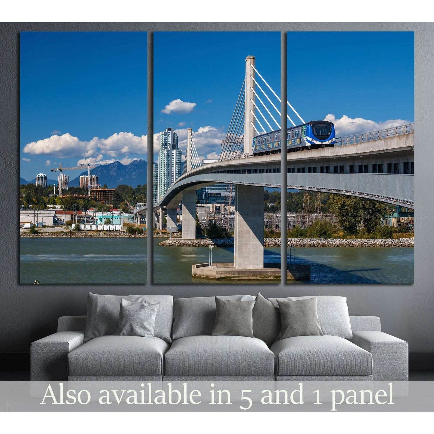 VANCOUVER, Canada Line train passes bridge №2316 Ready to Hang Canvas Print - Zellart Canvas Prints ALL_Products, s-2316