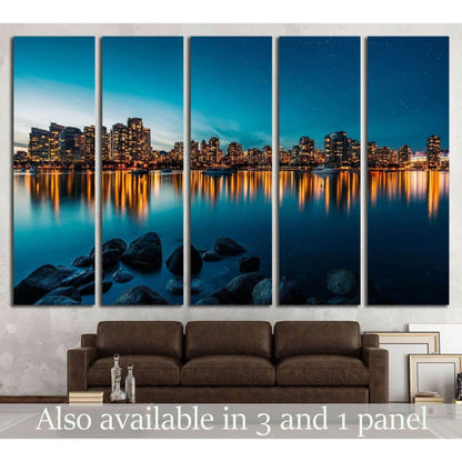 Vancouver skyline reflection at sunset №2023 Ready to Hang Canvas Print - Zellart Canvas Prints ALL_Products, s-2023