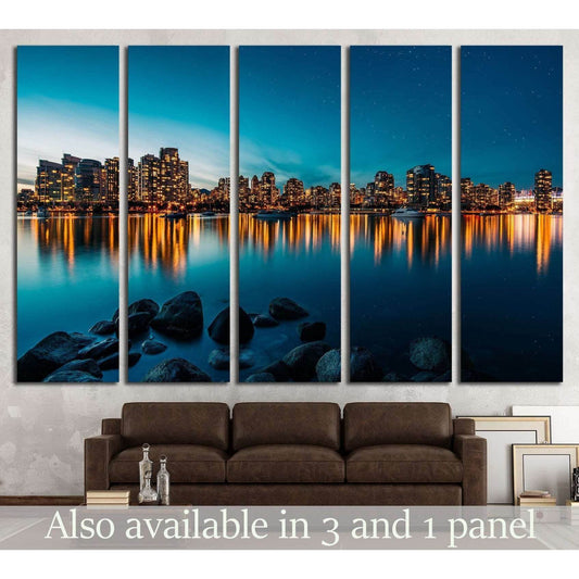 Vancouver skyline reflection at sunset №2023 Ready to Hang Canvas Print - Zellart Canvas Prints ALL_Products, s-2023