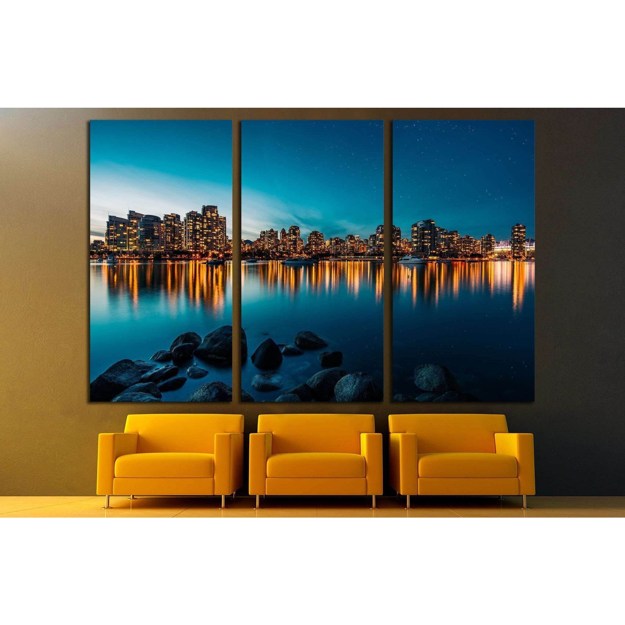 Vancouver skyline reflection at sunset №2023 Ready to Hang Canvas Print