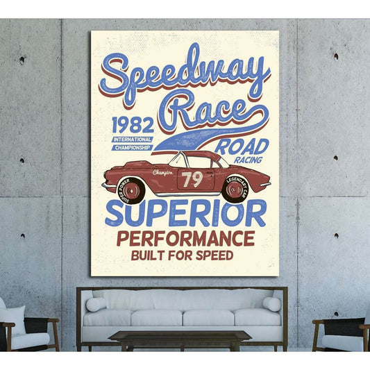 Vector vintage sport racing car, T-shirt Graphics, Vintage typography №4579 Ready to Hang Canvas Print - Zellart Canvas Prints ALL_Products, s-4579