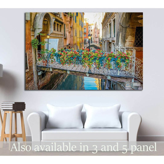 Venice, Italy, A bridge with Bouquet of Flowers №1543 Ready to Hang Canvas PrintCanvas art arrives ready to hang, with hanging accessories included and no additional framing required. Every canvas print is hand-crafted, made on-demand at our workshop and