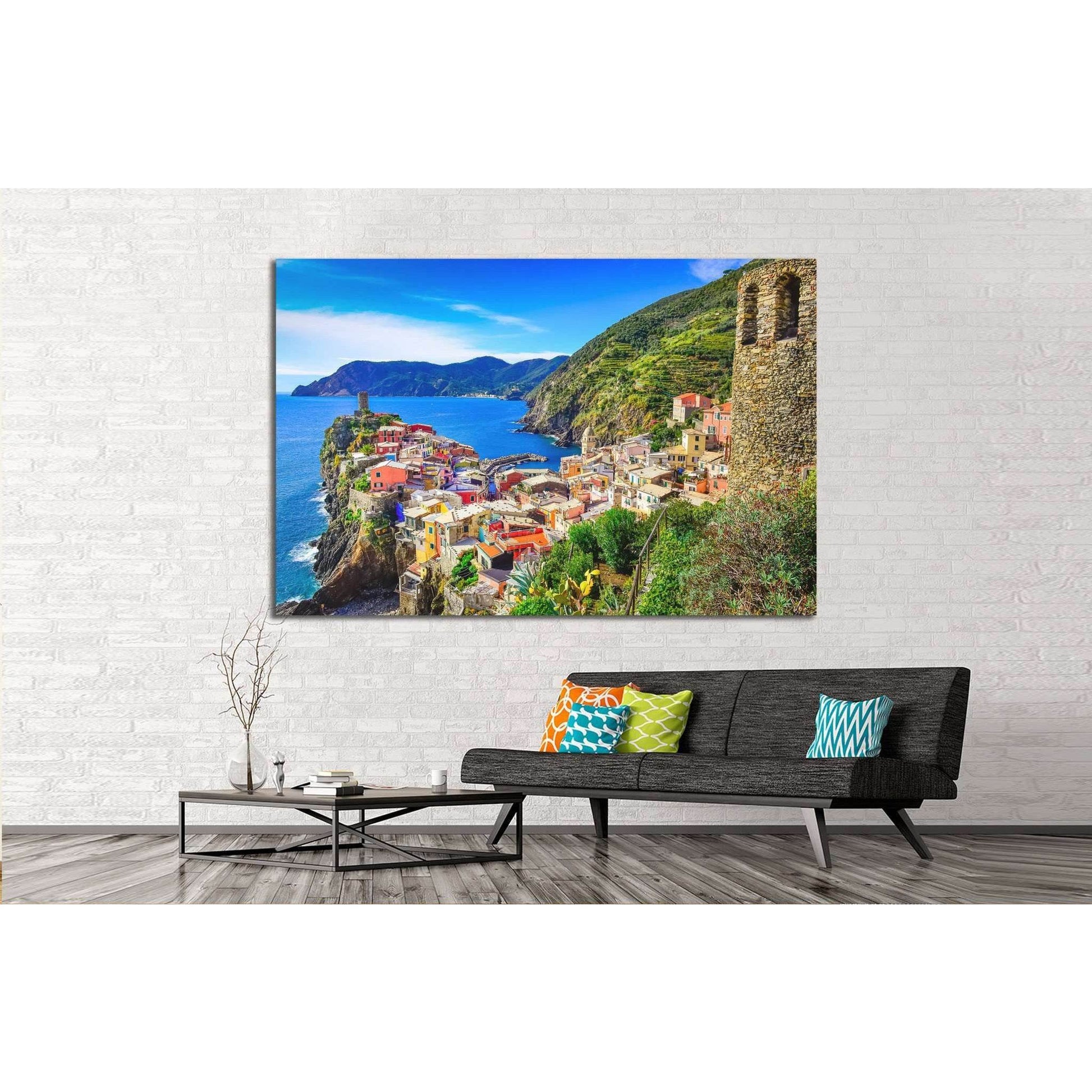 Vernazza and ocean coast in Cinque Terre, Italy №1133 Ready to Hang Canvas Print - Zellart Canvas Prints ALL_Products, s-11