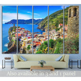 Vernazza and ocean coast in Cinque Terre, Italy №1133 Ready to Hang Canvas Print