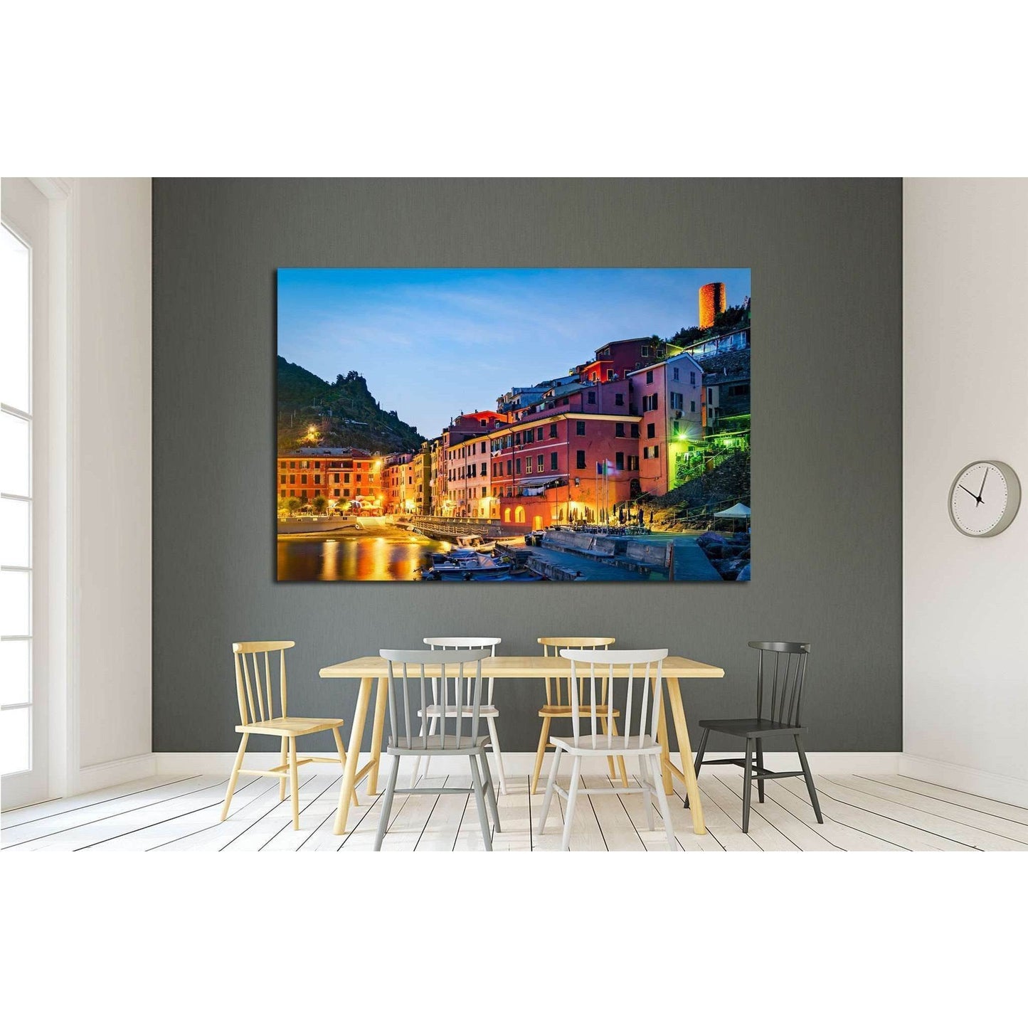 Vernazza, Cinque Terre (Italian Riviera, Liguria) at twilight №1715 Ready to Hang Canvas Print - Zellart Canvas Prints ALL_Products, s-1715