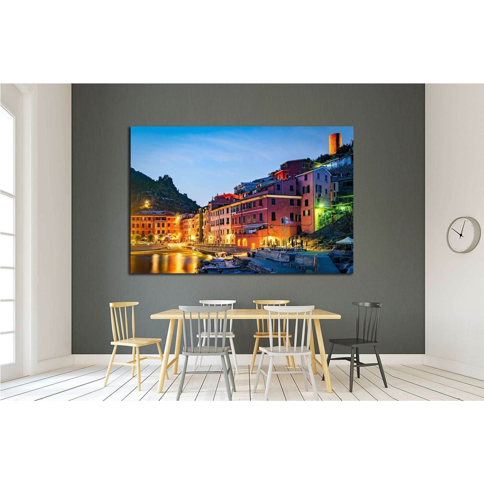 Vernazza, Cinque Terre (Italian Riviera, Liguria) at twilight №1715 Ready to Hang Canvas Print - Zellart Canvas Prints ALL_Products, s-1715