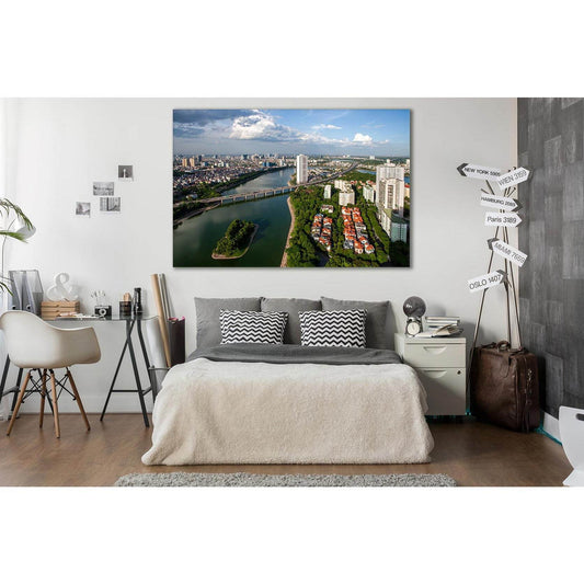 Vietnam Hanoi Skiline Hong River №SL308 Ready to Hang Canvas Print - Zellart Canvas Prints 0new, ALL_Products, Cityscapes & Skylines