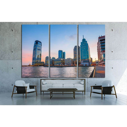 View from Hudson River Waterfront Walkway in Jersey City №1683 Ready to Hang Canvas Print - Zellart Canvas Prints ALL_Products, s-1683