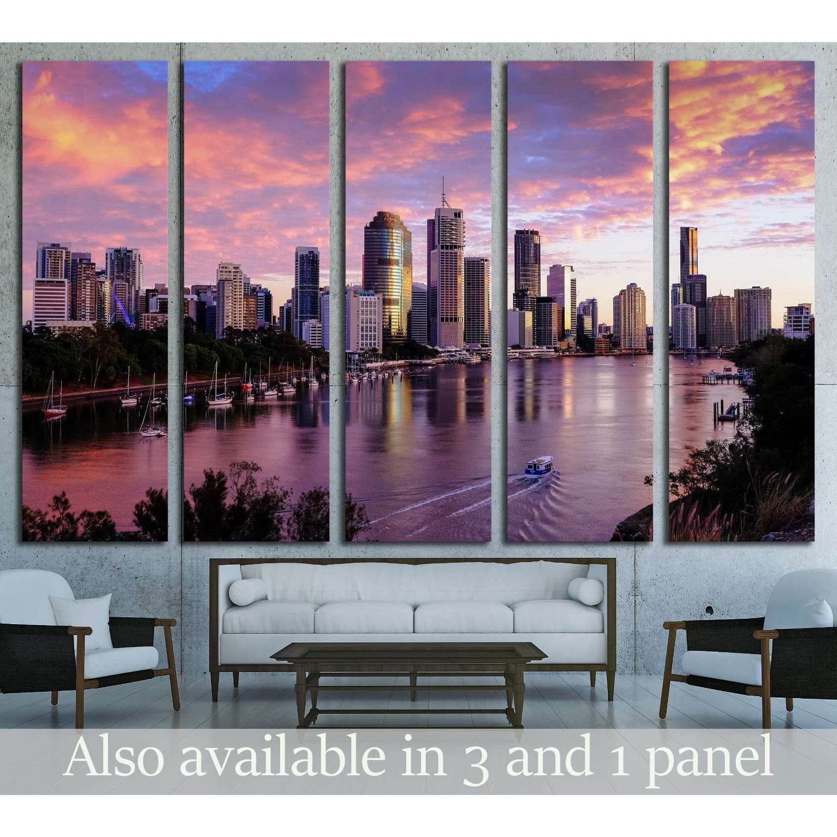 View of Brisbane City from Kangaroo Point cliffs №2329 Ready to Hang Canvas Print - Zellart Canvas Prints ALL_Products, s-2329