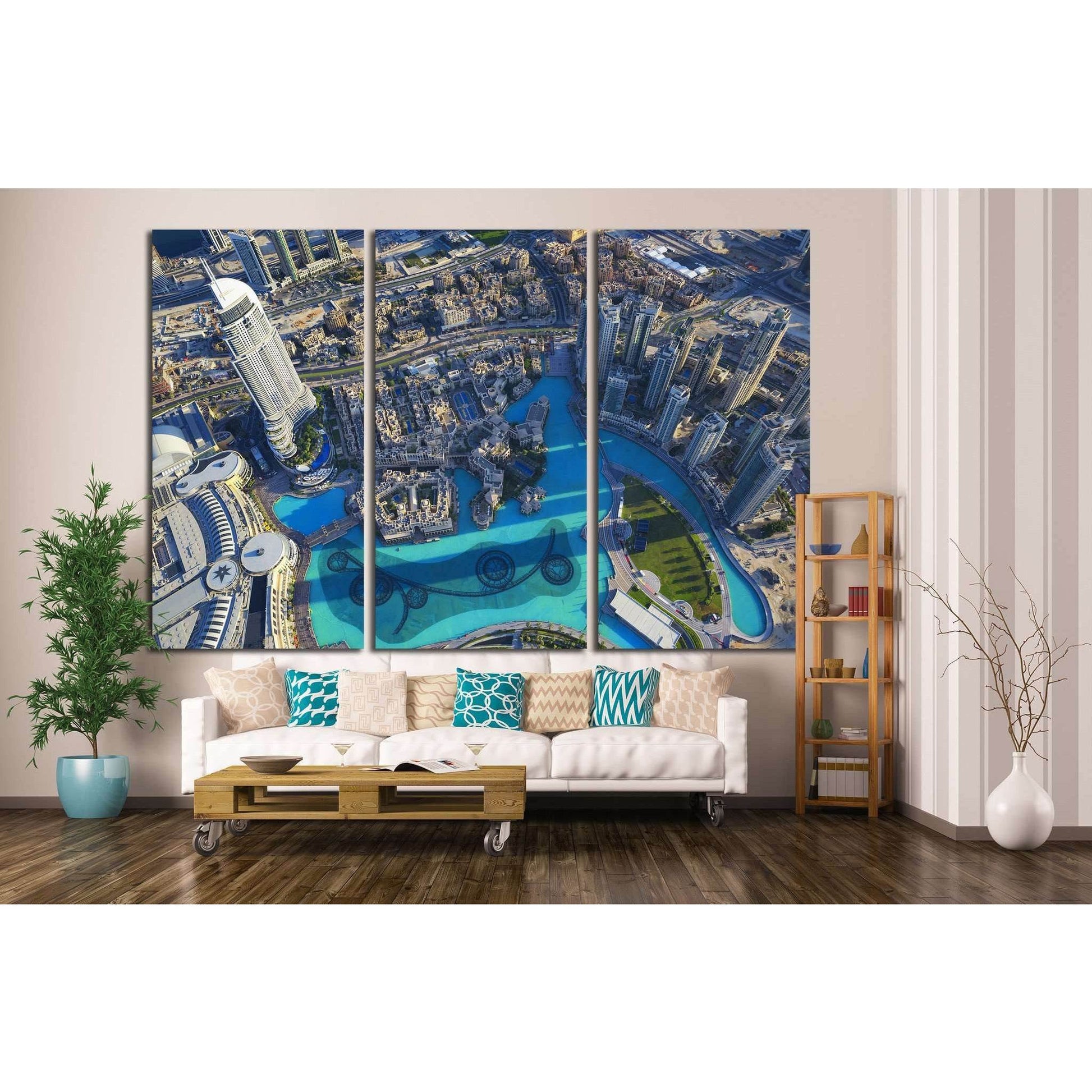 View of Dubai city from the top of a tower №1146 Ready to Hang Canvas Print - Zellart Canvas Prints ALL_Products, s-1146