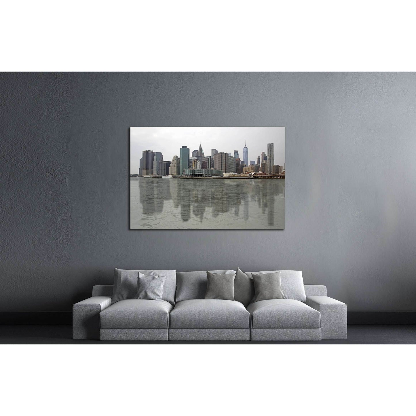 View of financial district in New York taken from the Hudson river №2710 Ready to Hang Canvas PrintCanvas art arrives ready to hang, with hanging accessories included and no additional framing required. Every canvas print is hand-crafted, made on-demand a