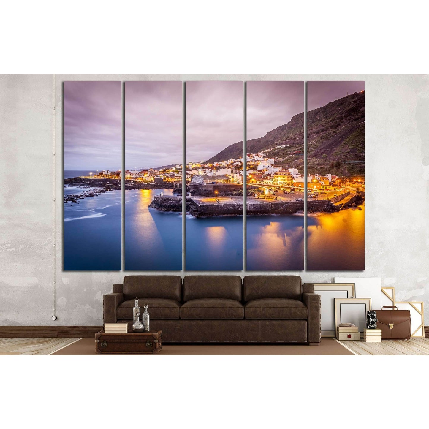 view of Garachico in the evening in Tenerife island - Canary Spain №2638 Ready to Hang Canvas Print - Zellart Canvas Prints ALL_Products, s-2638