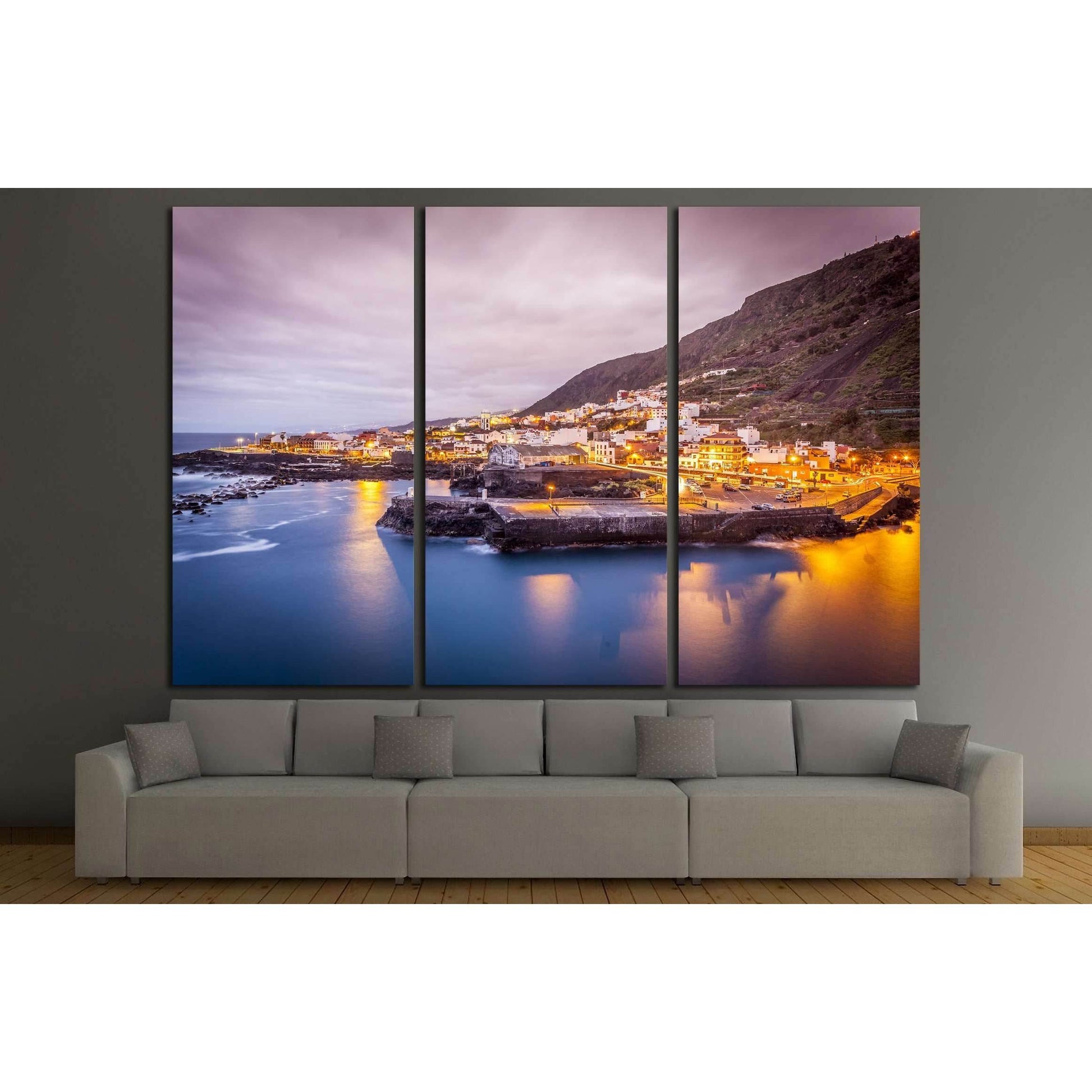view of Garachico in the evening in Tenerife island - Canary Spain №2638 Ready to Hang Canvas Print - Zellart Canvas Prints ALL_Products, s-2638