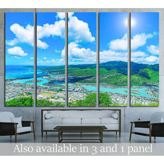 View of Hawaii Kai, City & County of Honolulu, Koko Head near Honolulu - Hawaii №1910 Ready to Hang Canvas Print - Zellart Canvas Prints ALL_Products, s-1910