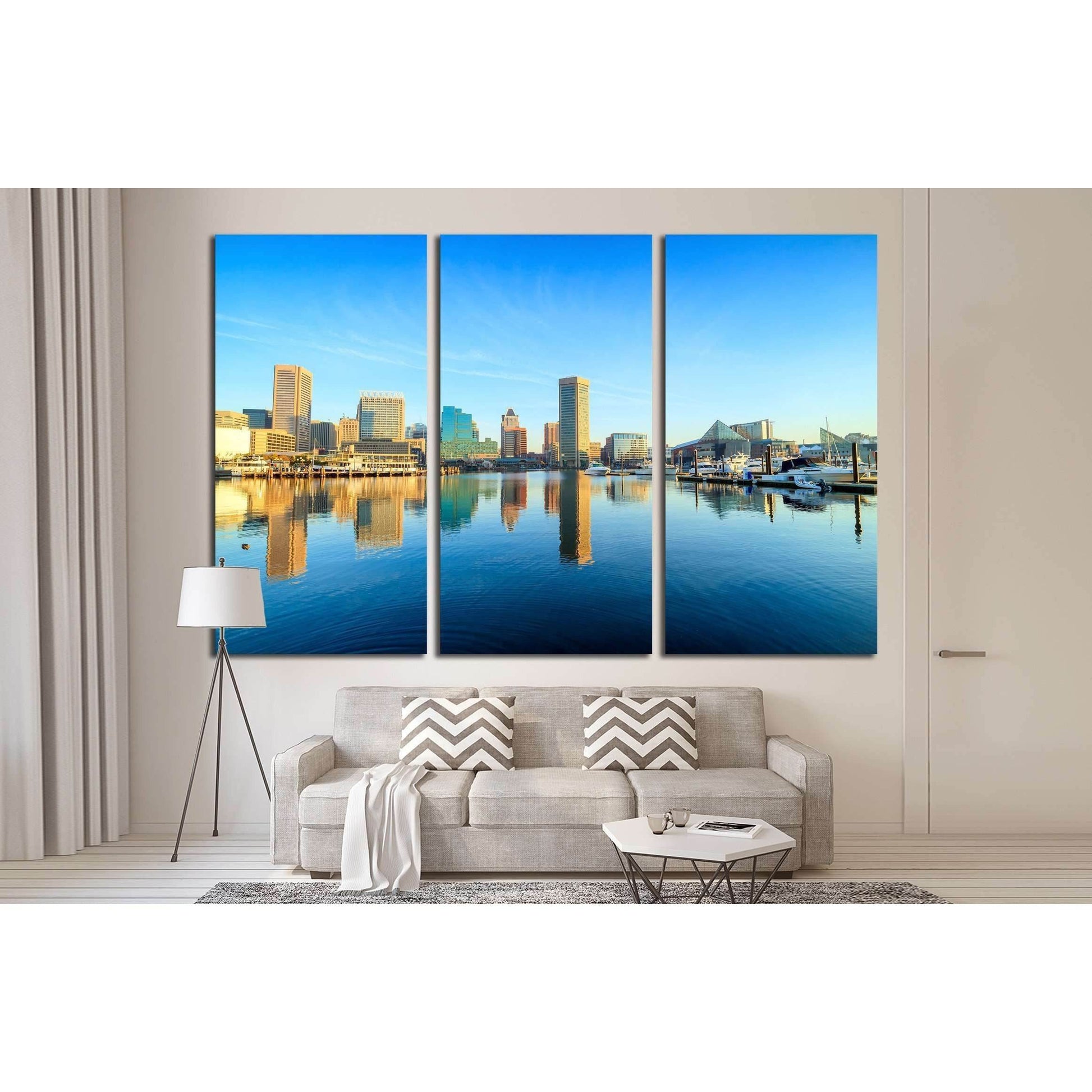 View of Inner Harbor area in downtown Baltimore Maryland USA №2186 Ready to Hang Canvas Print - Zellart Canvas Prints ALL_Products, s-2186